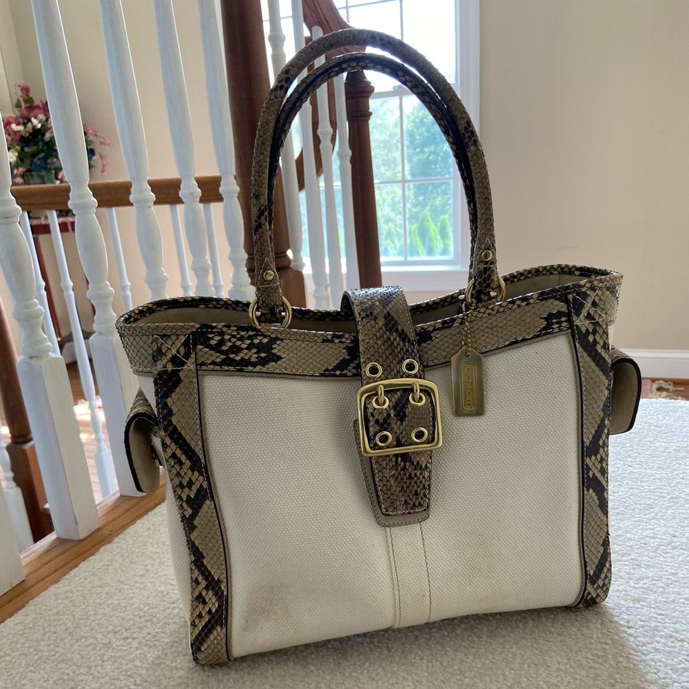 Coach canvas and leather tote